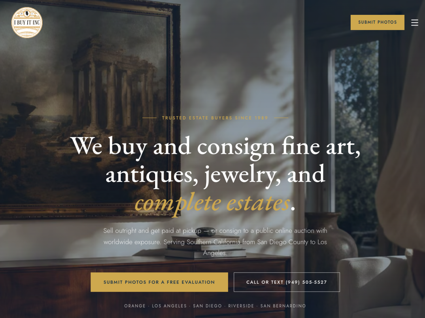 I Buy It Inc. homepage — estate buyers and auction consignment in Southern California.