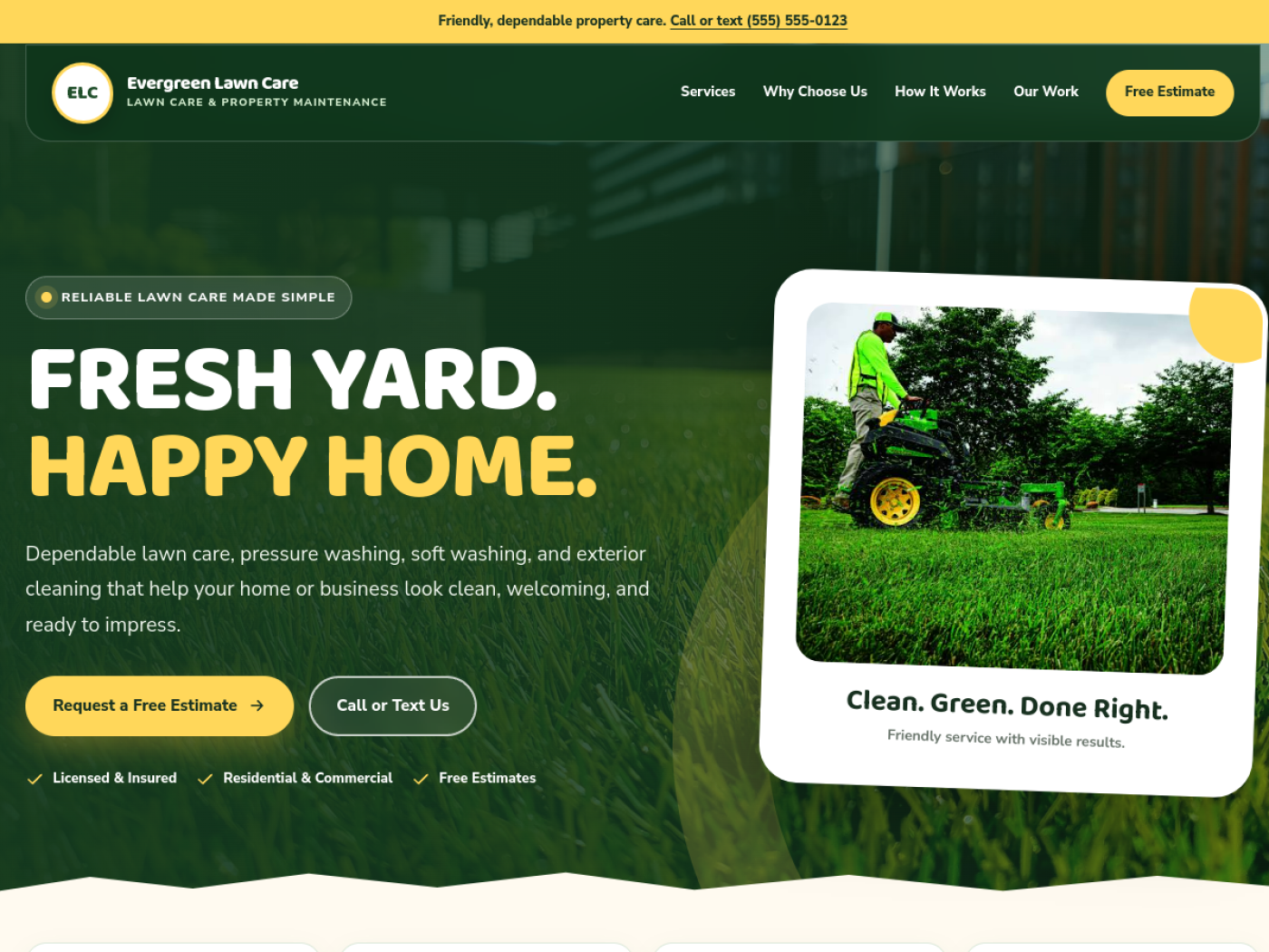 Evergreen Lawn Care website design