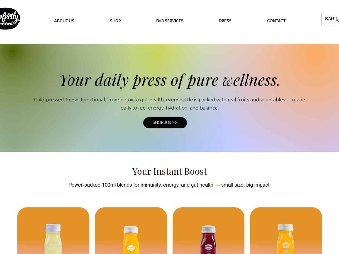 Perfectly Pressed desktop homepage