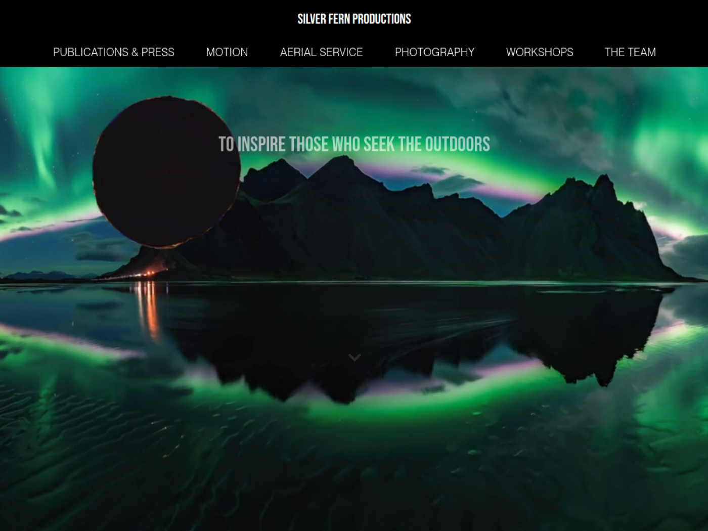 Silver Fern Productions desktop homepage