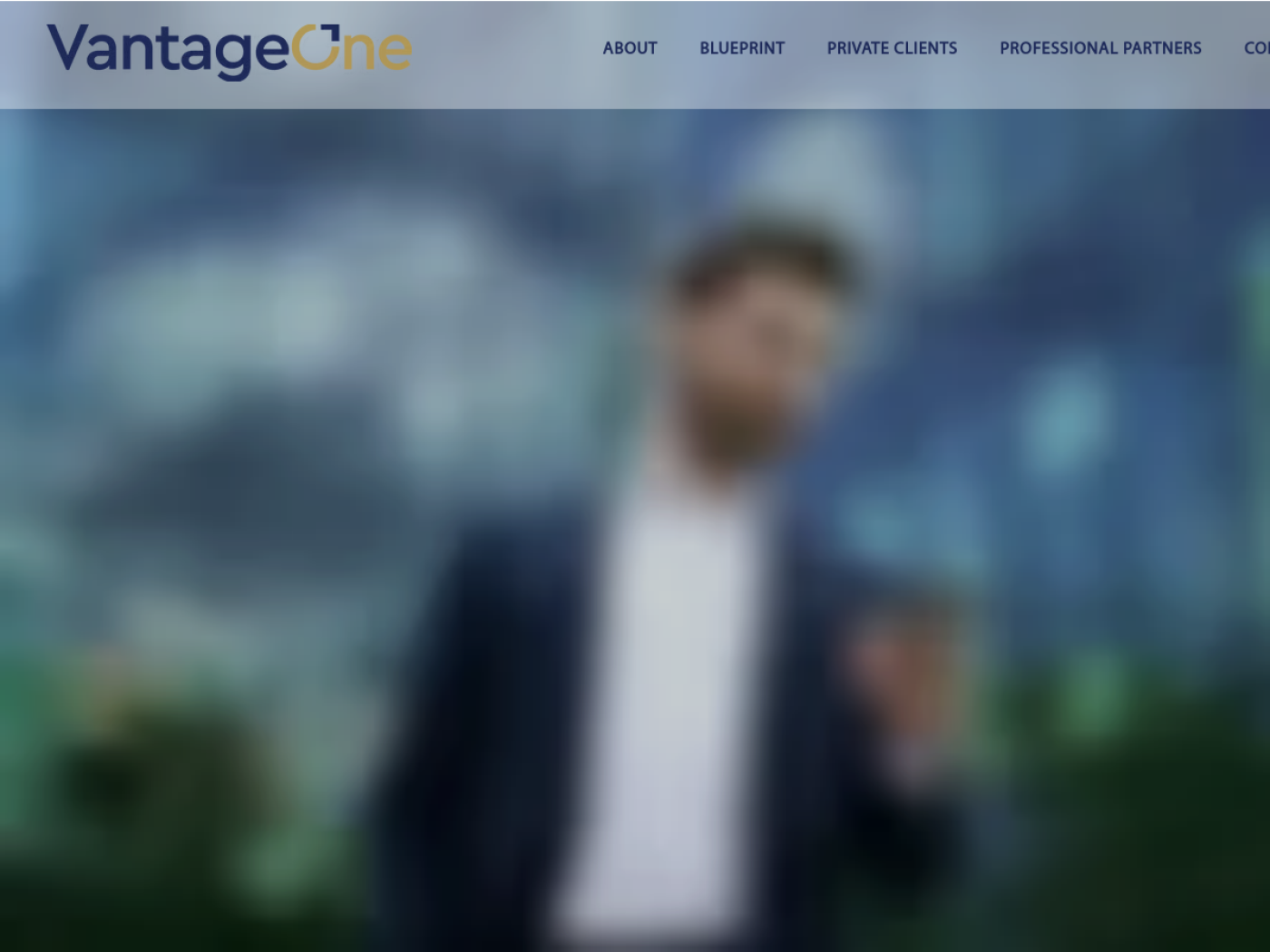 VantageOne desktop homepage