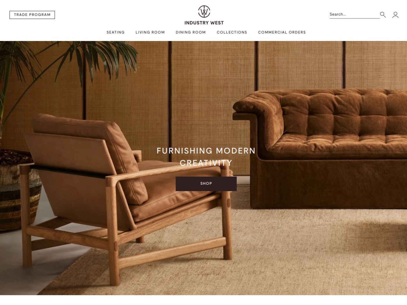 Industry West Shopify furniture store homepage