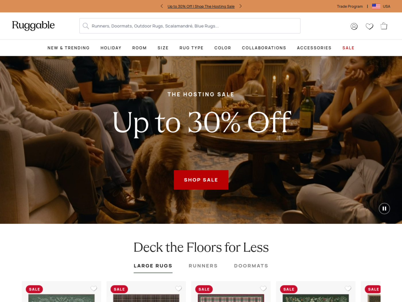 Ruggable Shopify rug store homepage