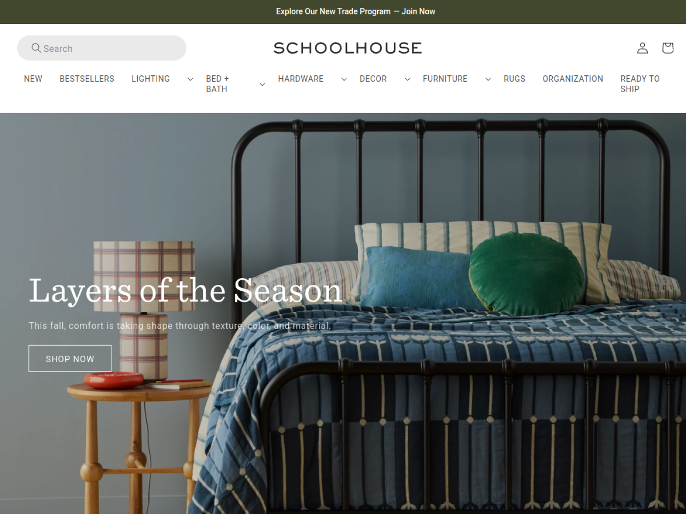Schoolhouse Shopify lighting and home decor store homepage