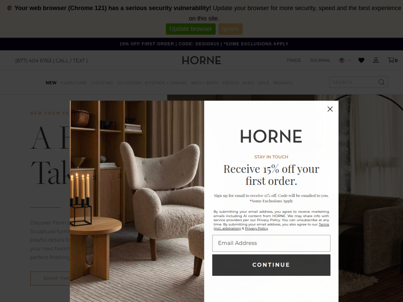 HORNE Shopify modern furniture and decor store homepage