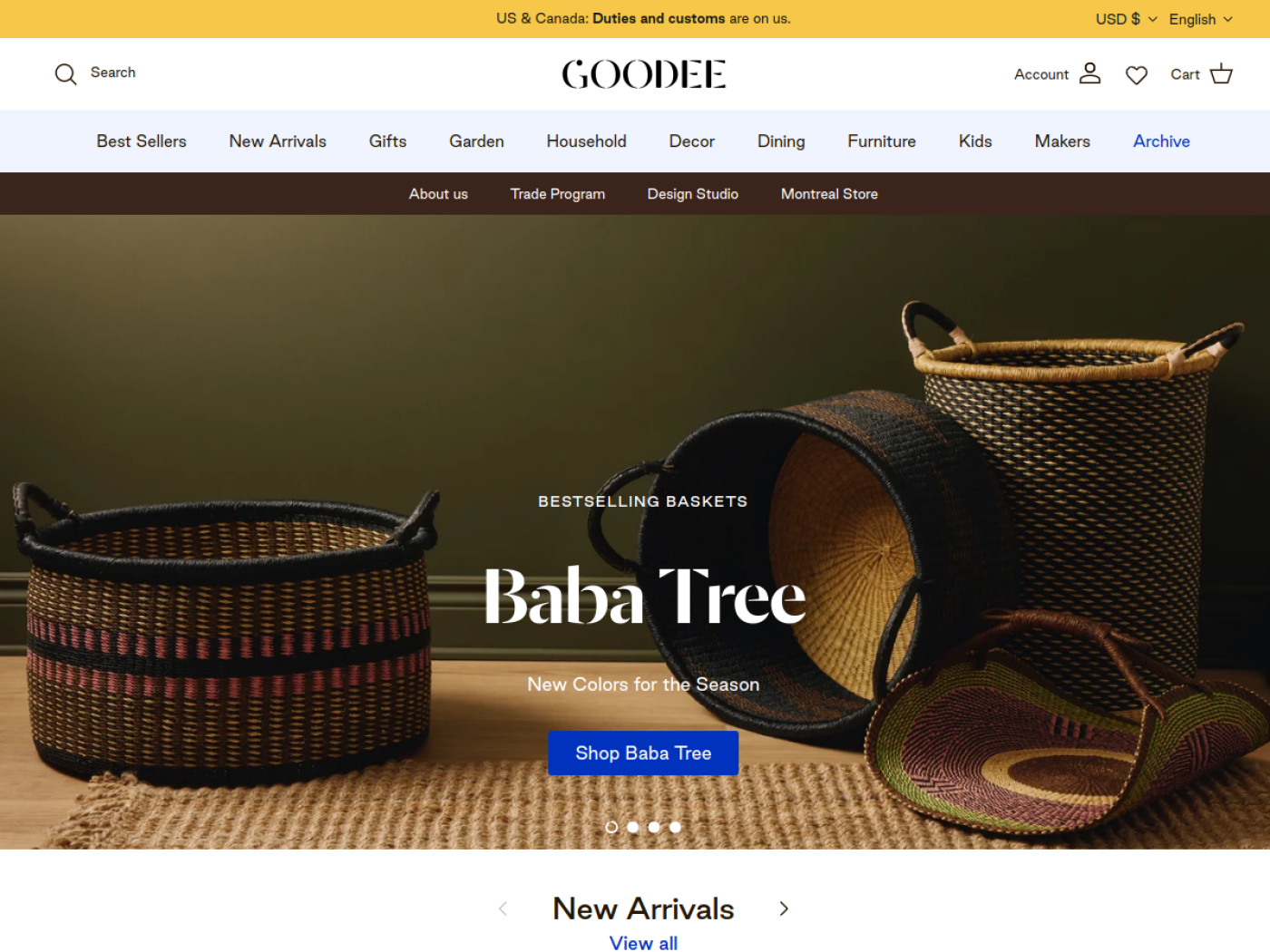 Goodee Shopify home and lifestyle store homepage