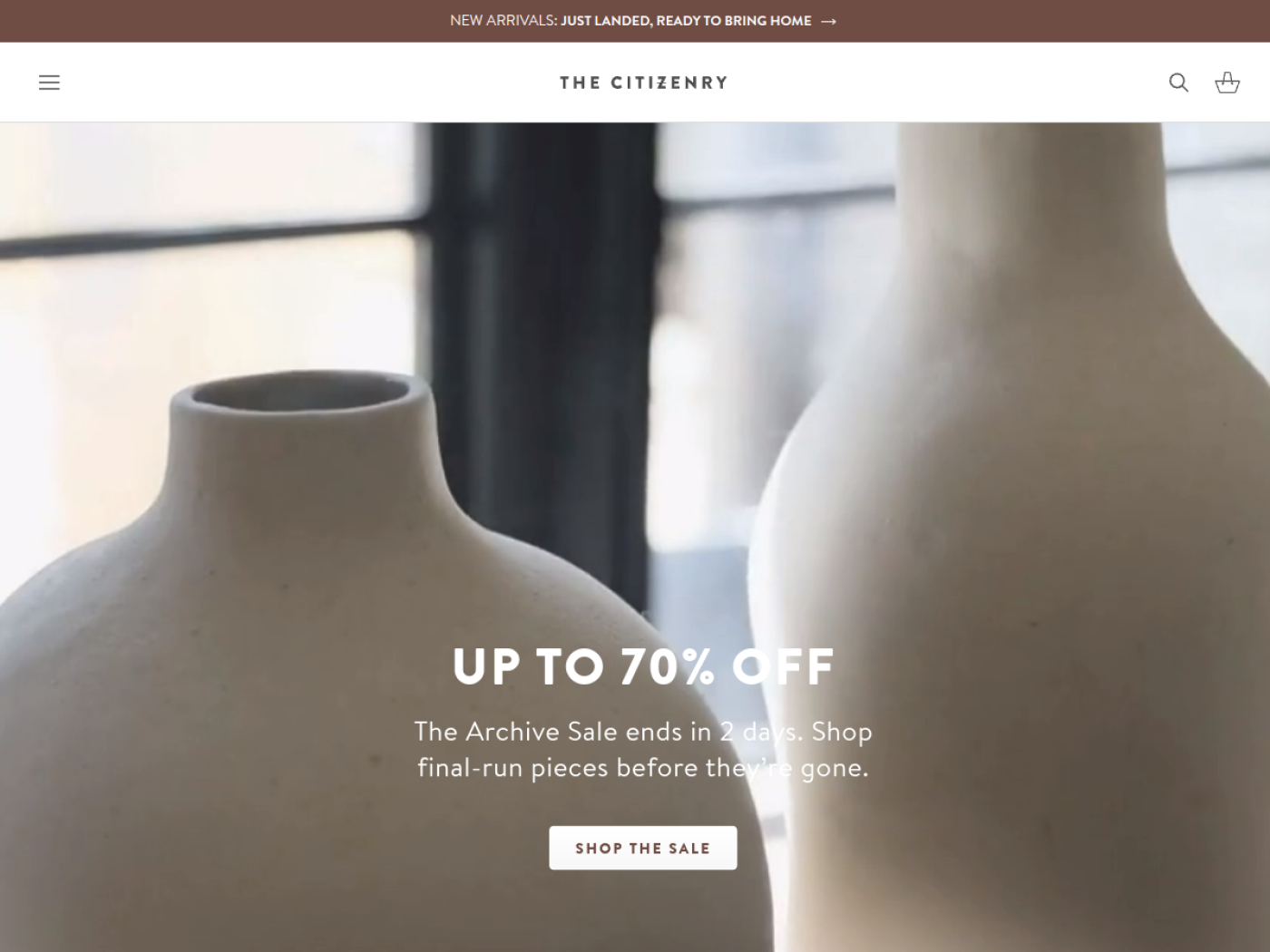 The Citizenry Shopify home decor store homepage