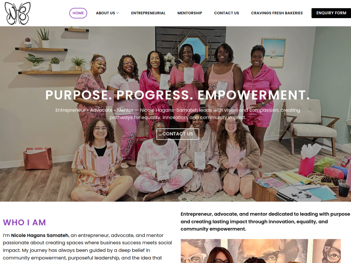 Screenshot of Nicole Hagans Samateh website