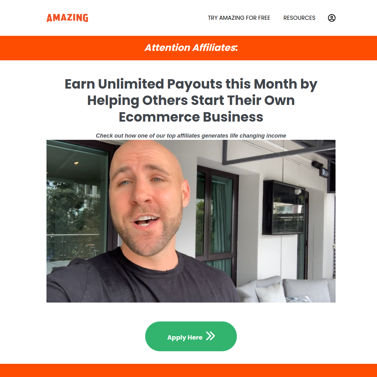 Screenshot preview of Amazing.com affiliate program page describing commission structure for promoting ASM.