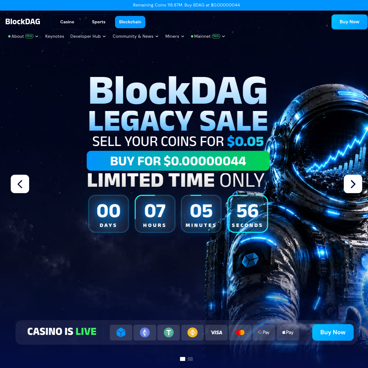 BlockDAG homepage capture showing the network's main marketing page