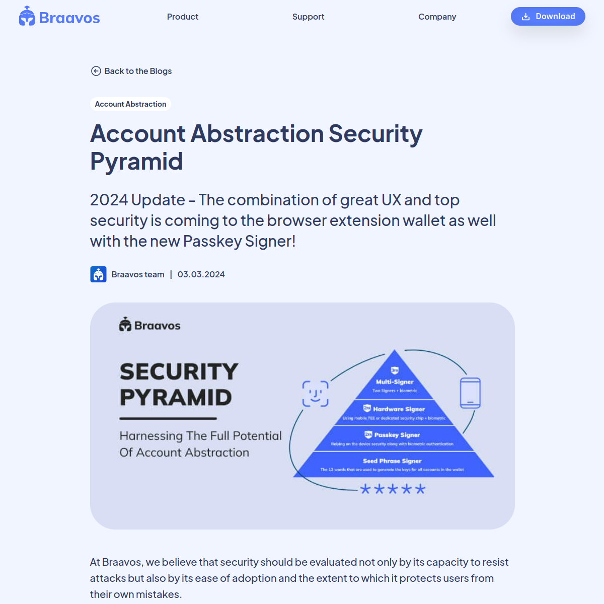 Braavos article explaining native account abstraction and signer security