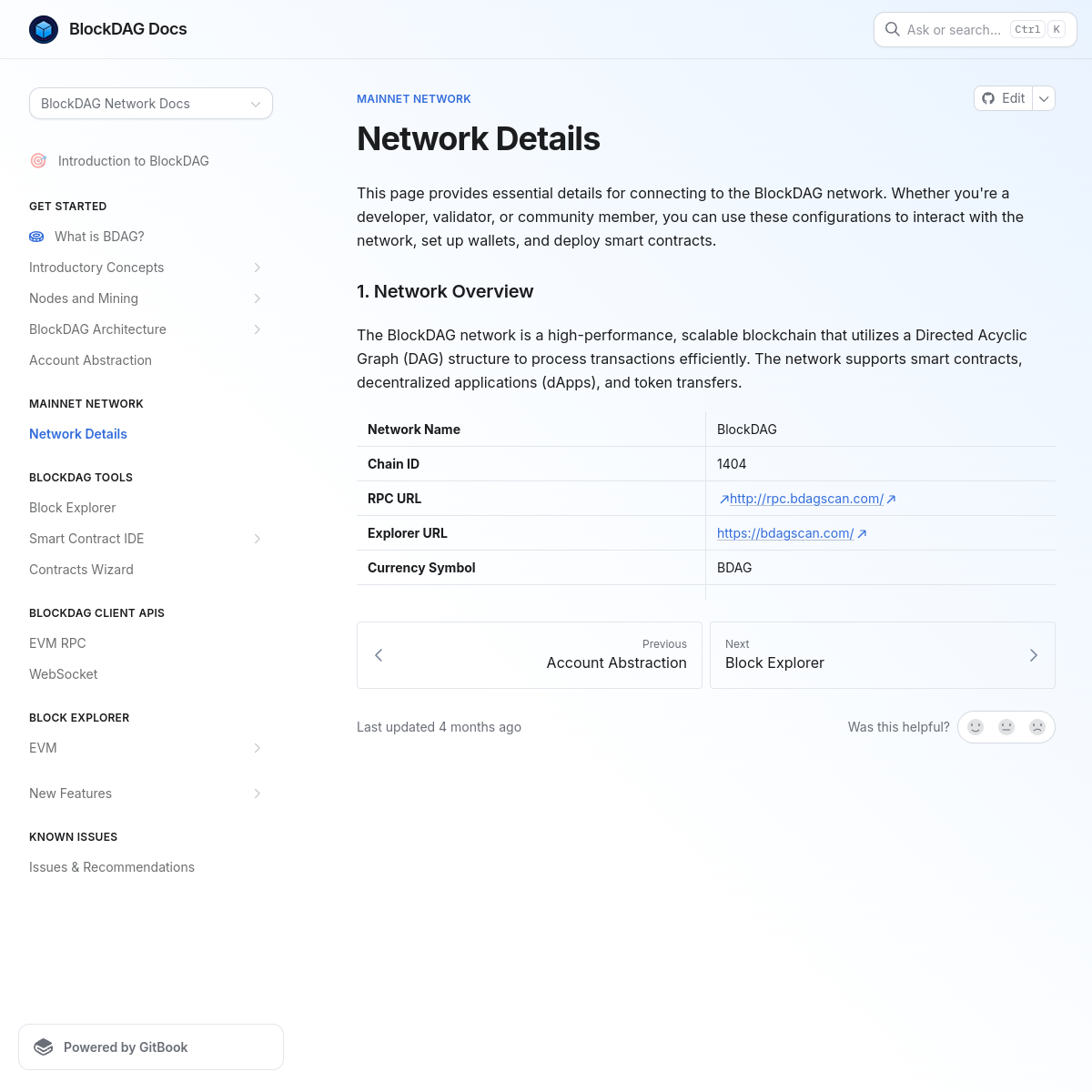 BlockDAG network details documentation page capture