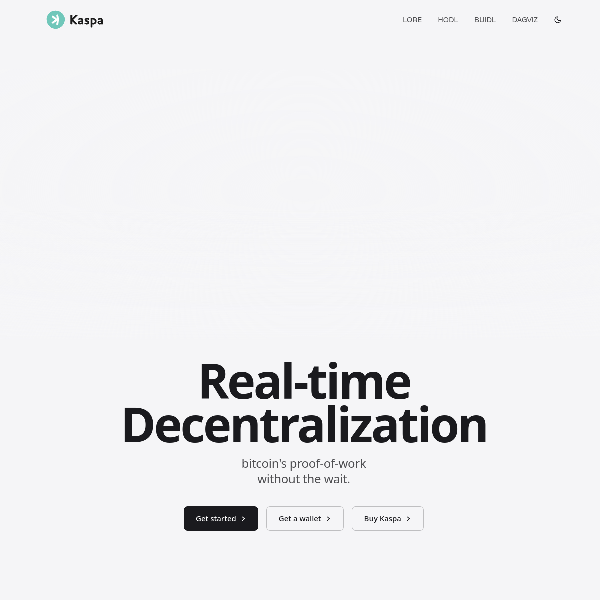Kaspa official website capture showing the project's fast proof-of-work network branding