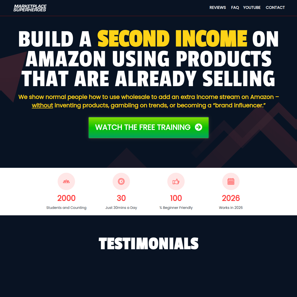 ASM vs Marketplace Superheroes - Marketplace Superheroes start page highlighting wholesale positioning.