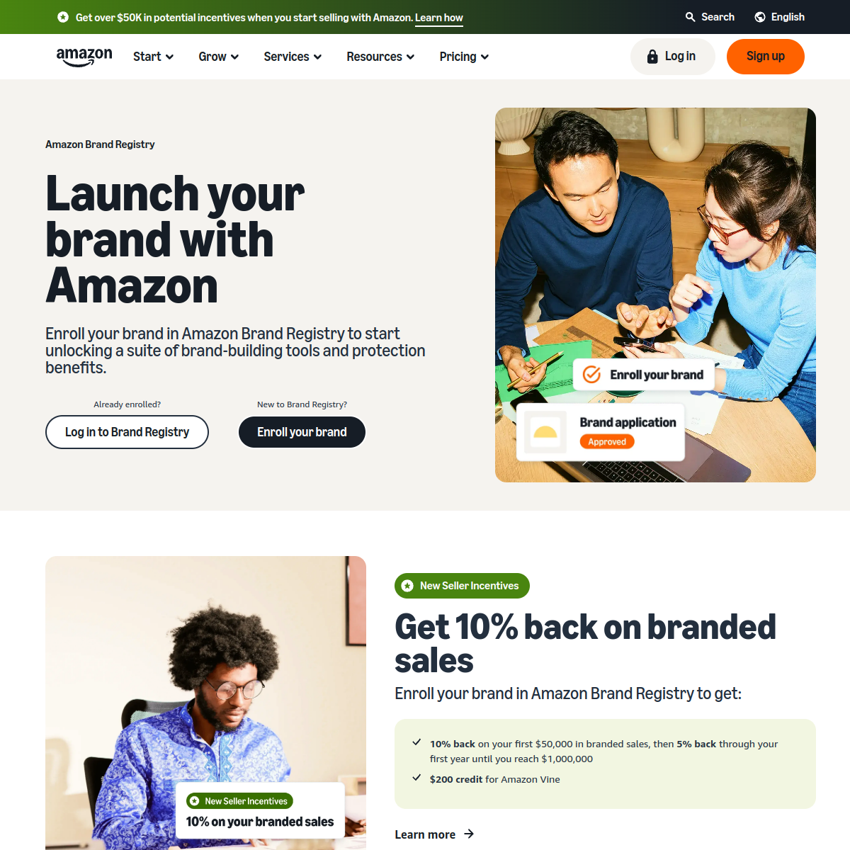 Screenshot preview of Amazon Brand Registry page, relevant for private label sellers building and protecting a brand.