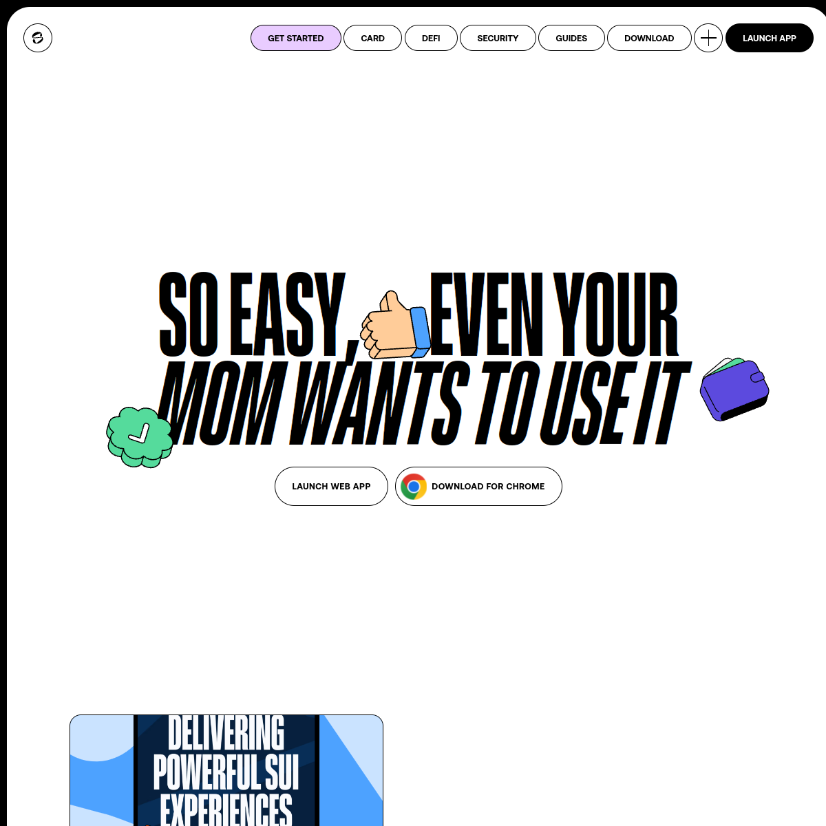 Slush onboarding page showing Sui wallet setup and sign-in options