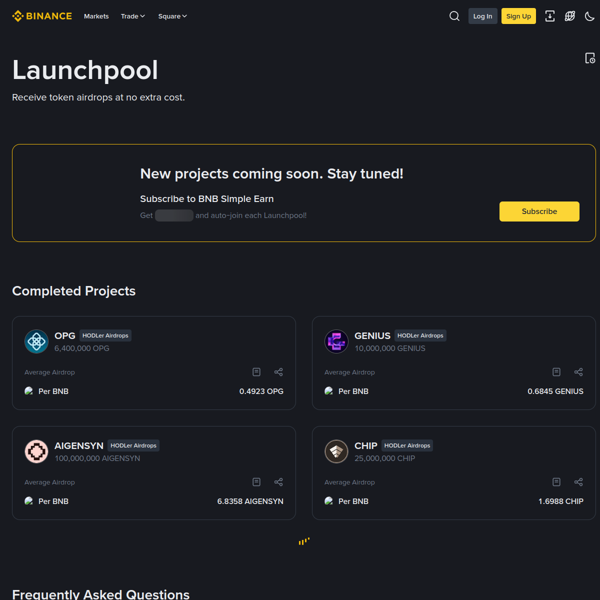 Editorial placeholder for a Binance Launchpad case-study page