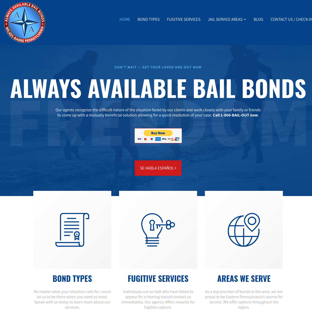 Screenshot of the AA Bail Bonds LLC website