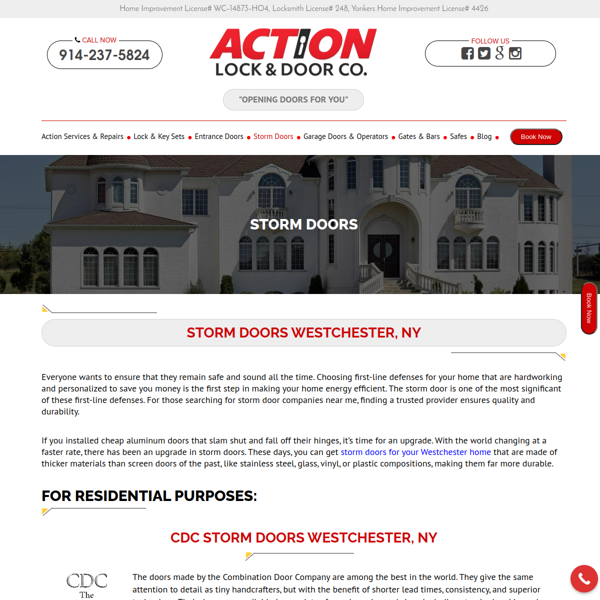 Screenshot of the Action Lock & Door Company Inc. website