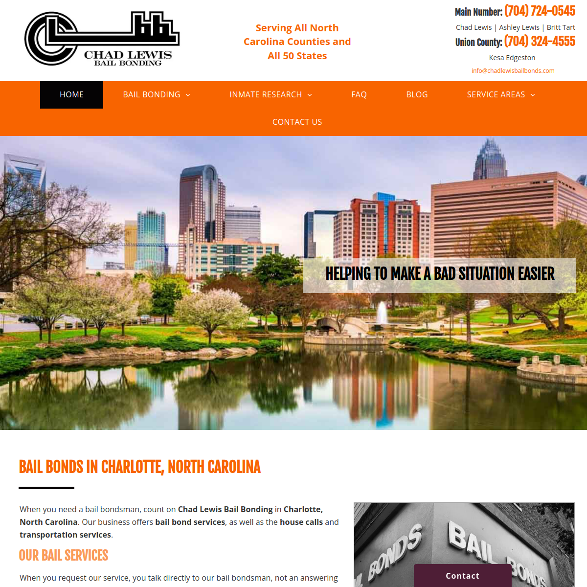Screenshot of the Chad Lewis Bail Bonding website