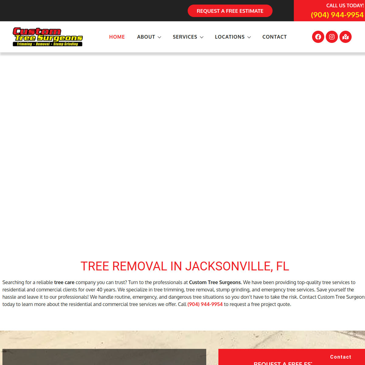 Screenshot of the Custom Tree Surgeons website