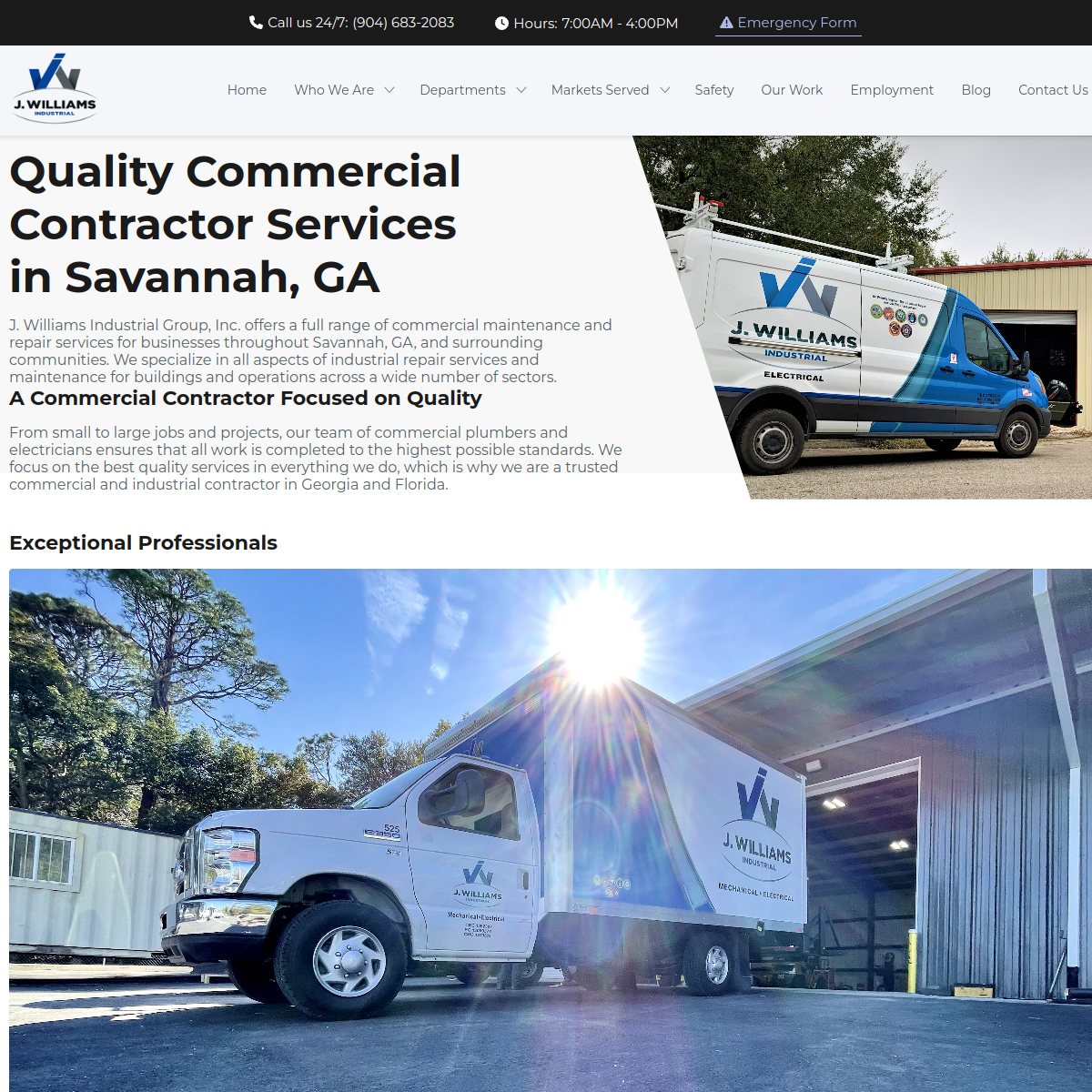 Screenshot of the J. Williams Industrial Group, Inc. website