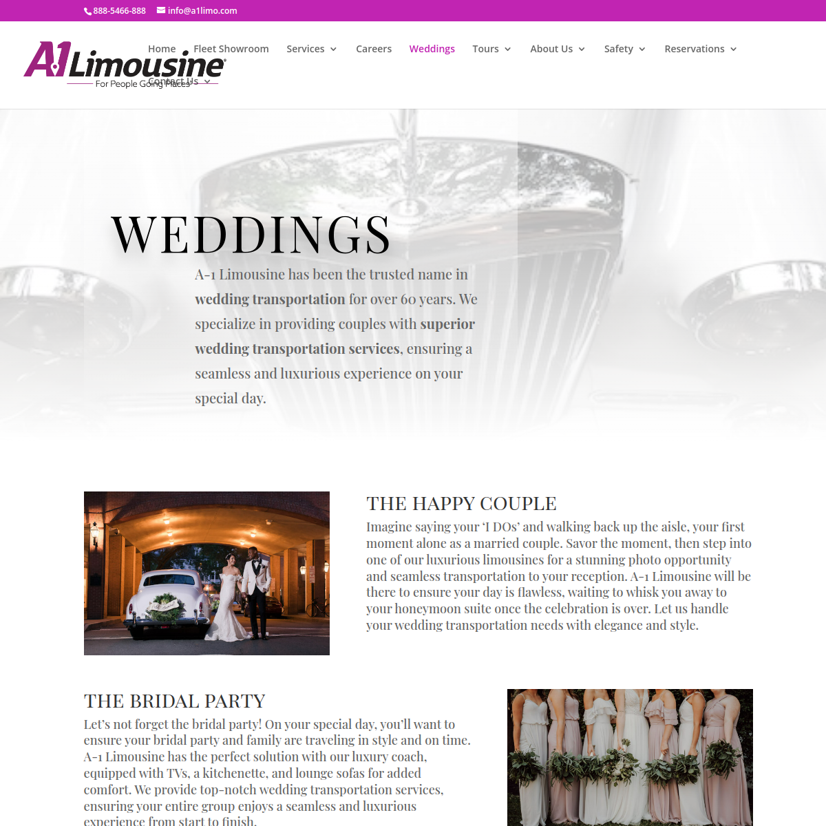 Screenshot of the A-1 Limousine website
