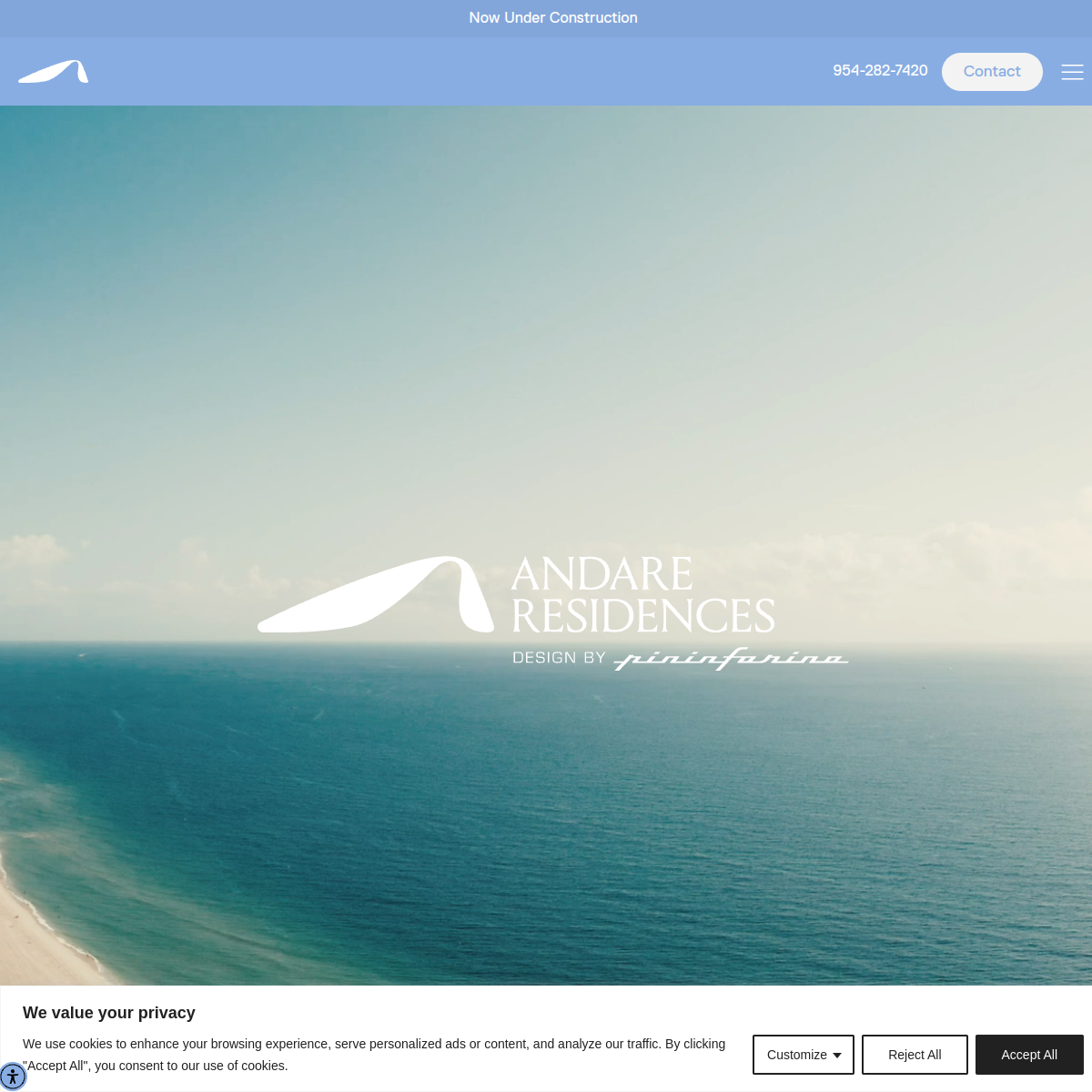 Screenshot of the Andare Residences website