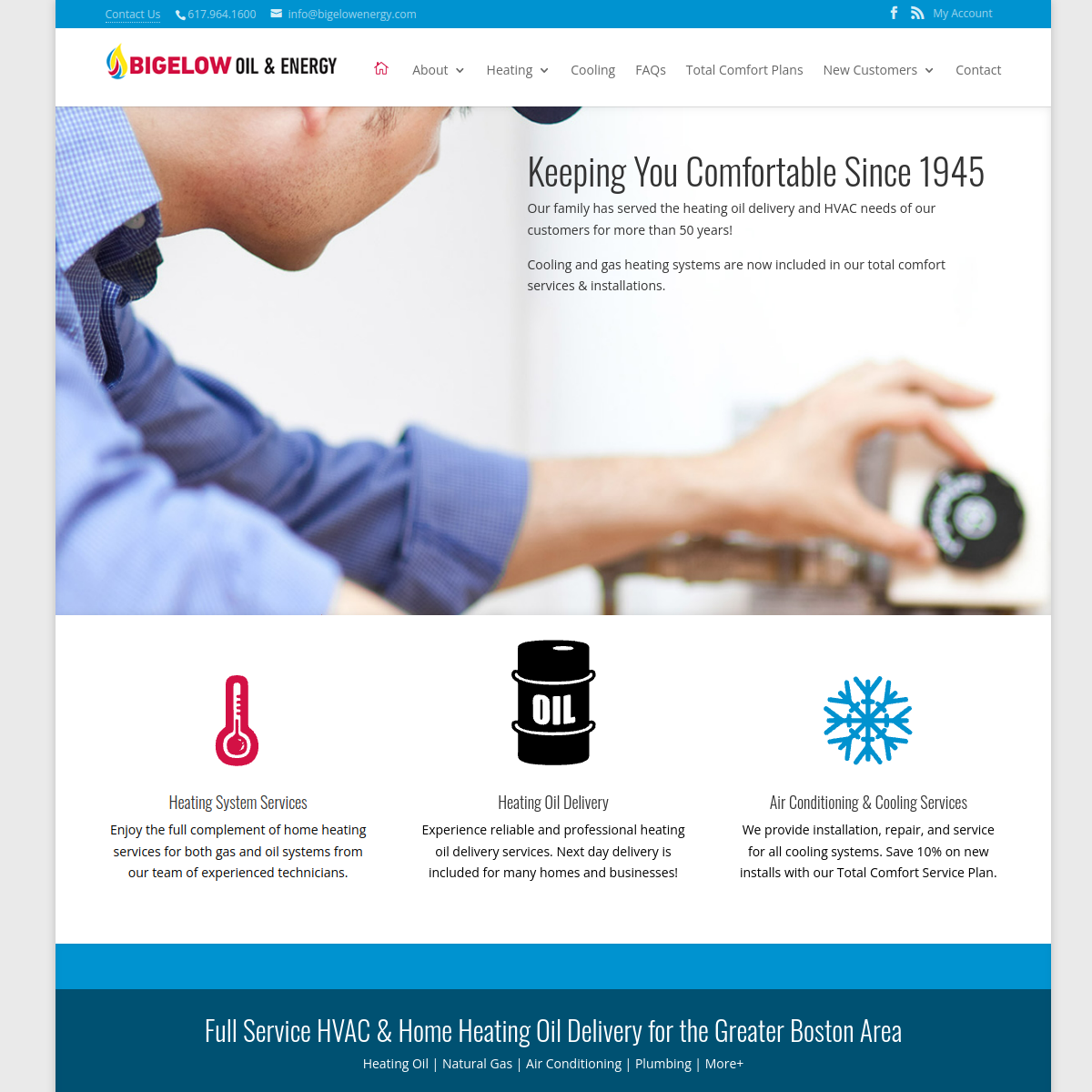 Screenshot of the Bigelow Oil & Energy website