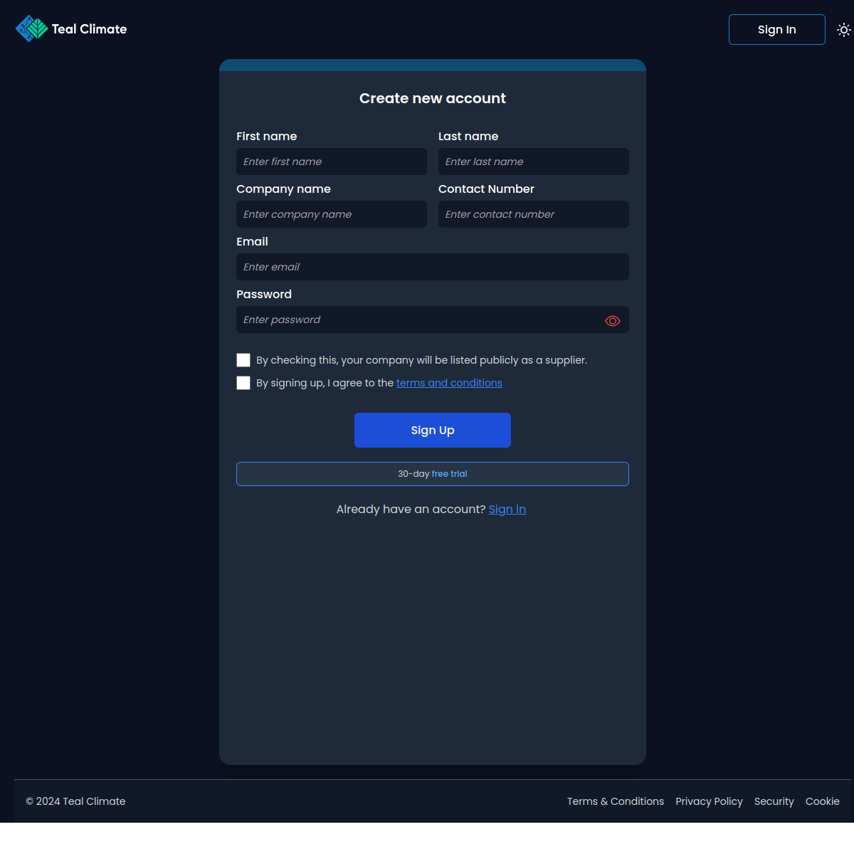 Teal Climate Carbon Platform - Climate / SaaS project screenshot