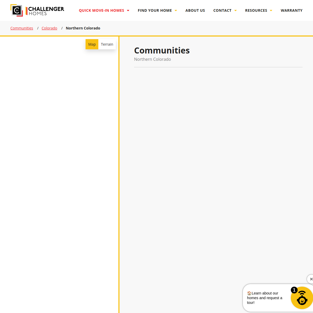 Screenshot of the Challenger Homes website