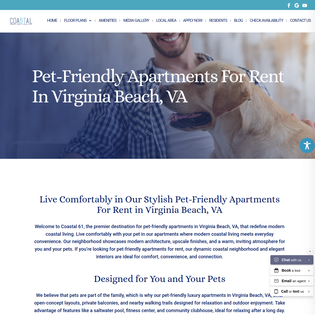 Screenshot of the Coastal 61 Apartments website