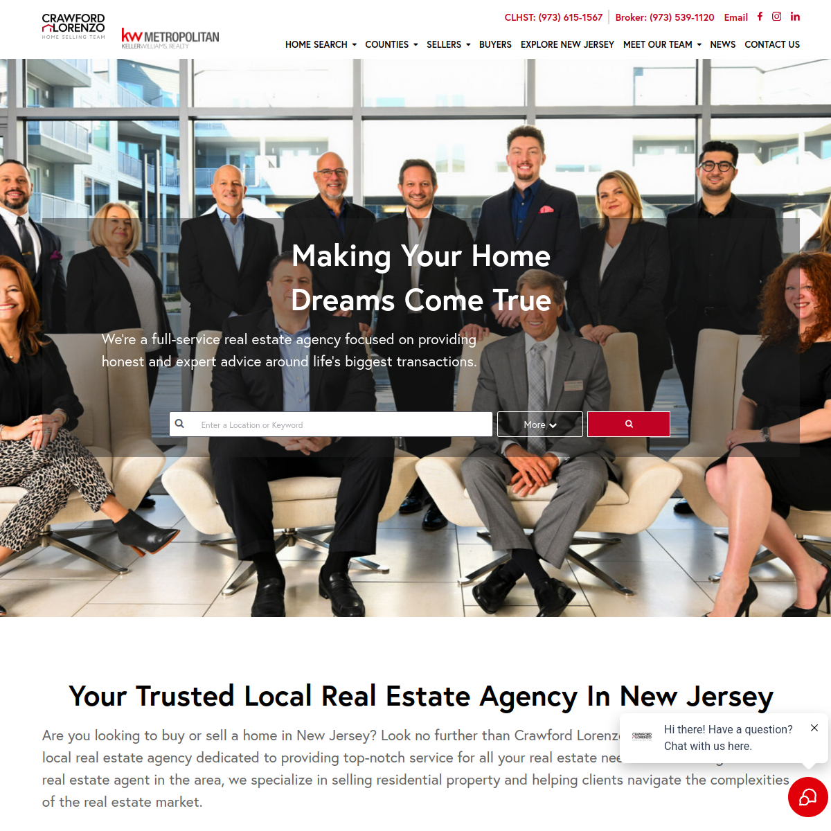 Screenshot of the Crawford Lorenzo Home Selling Team website
