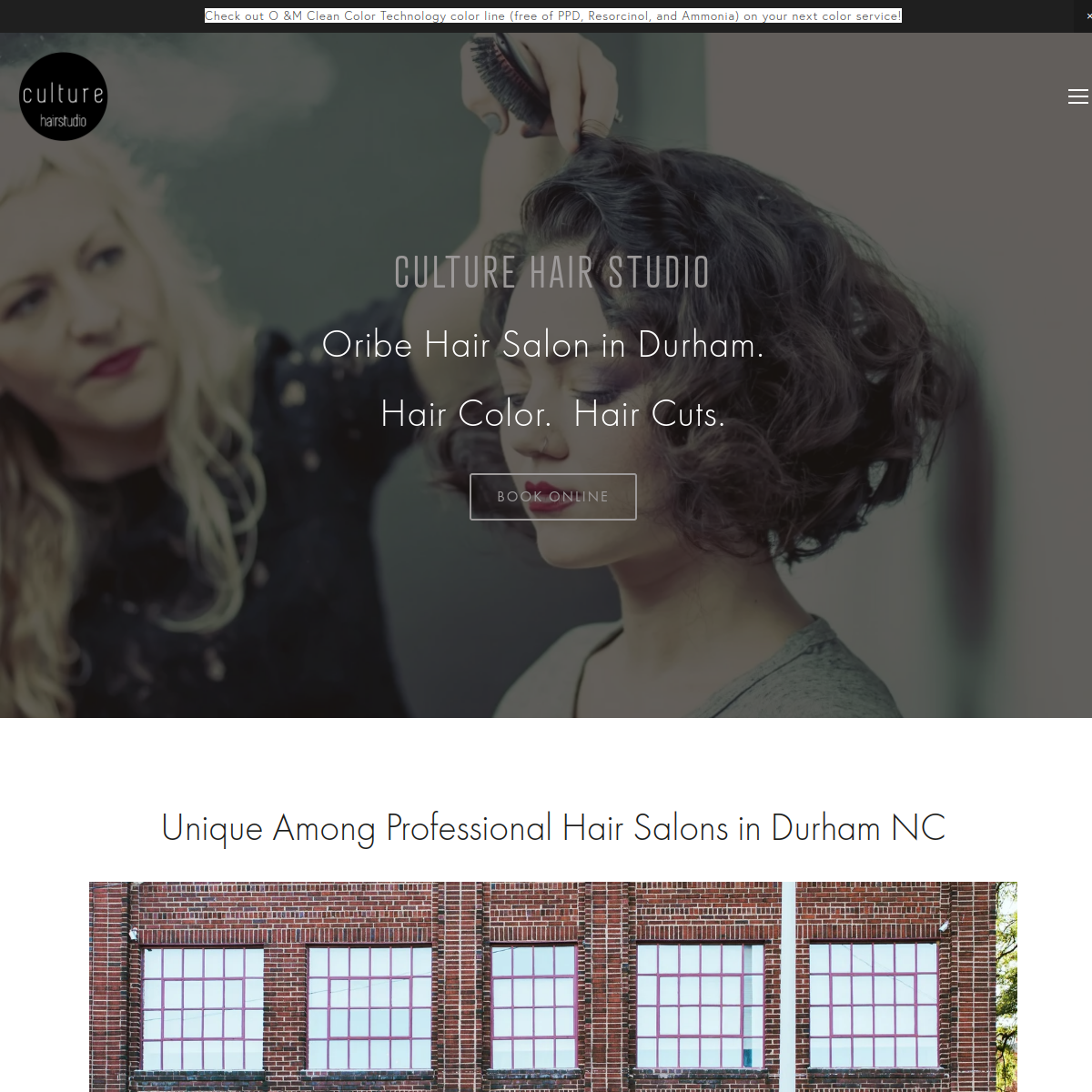 Screenshot of the Culture Hair Studio website