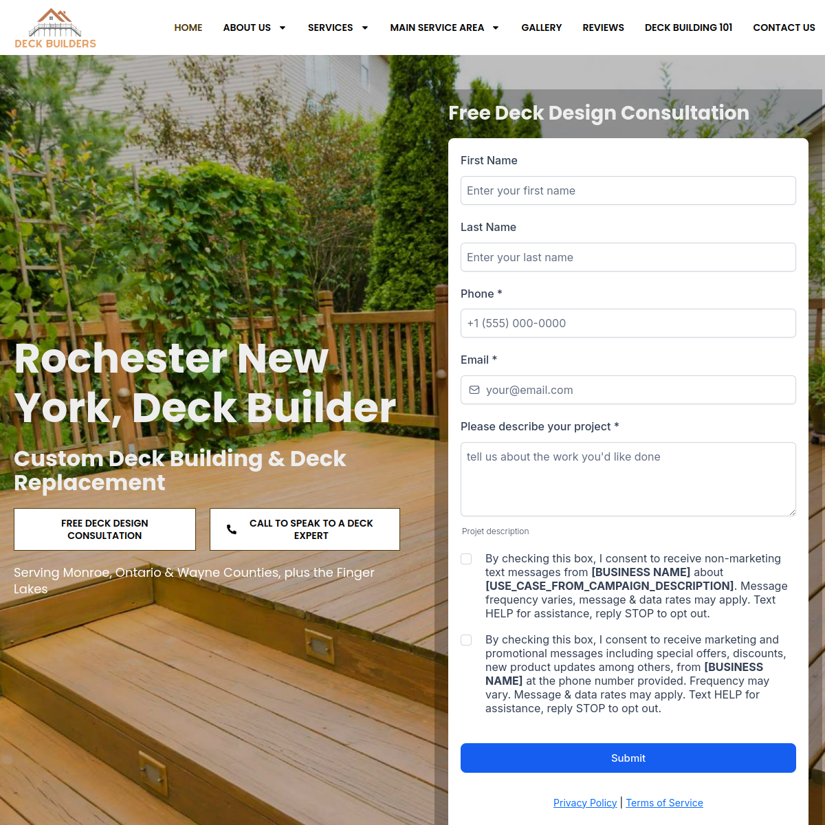 Screenshot of the Revitalize Your Outdoor Space with Expert Deck Remodeling Services in Monroe County NY by Deck Builders website