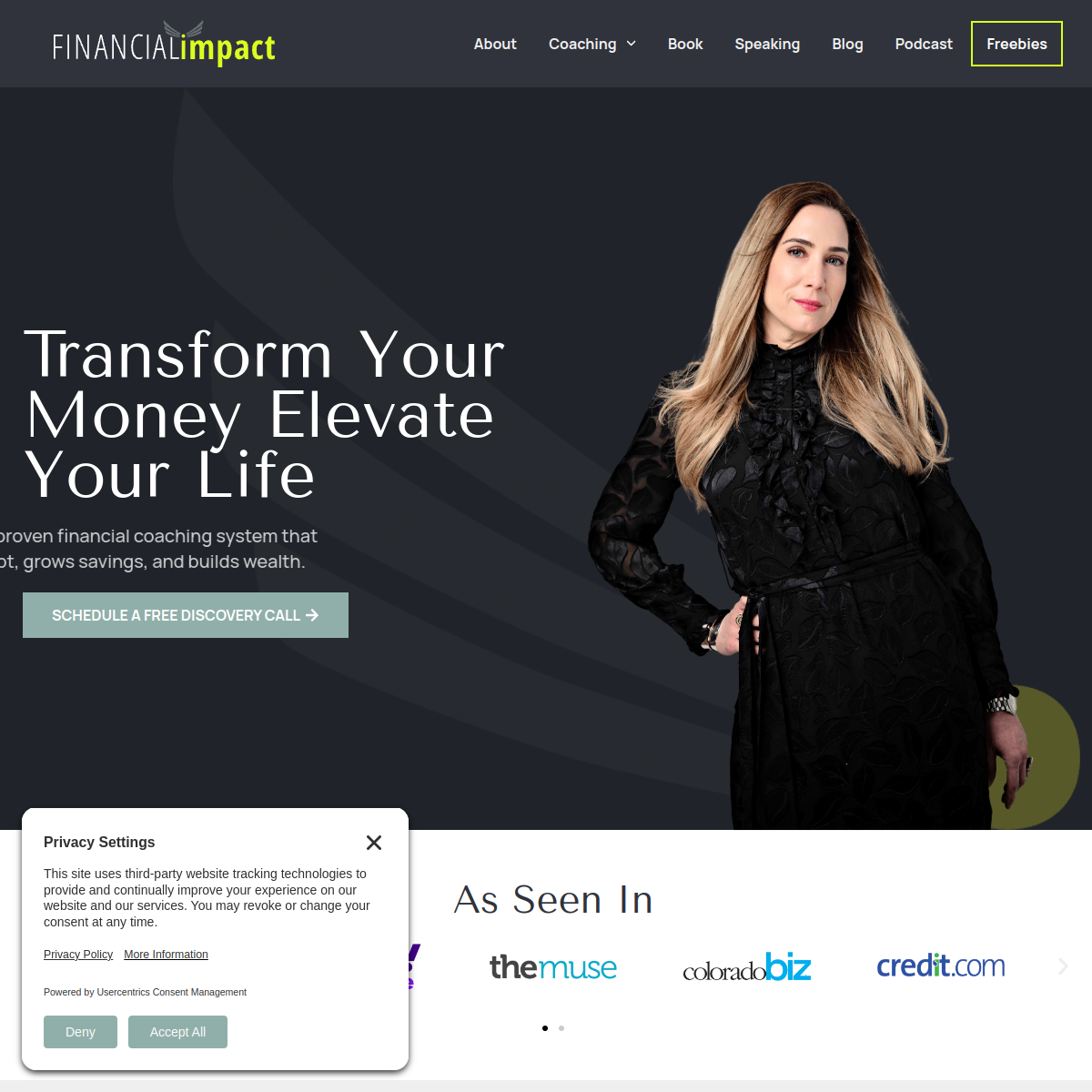 Screenshot of the Financial Impact website