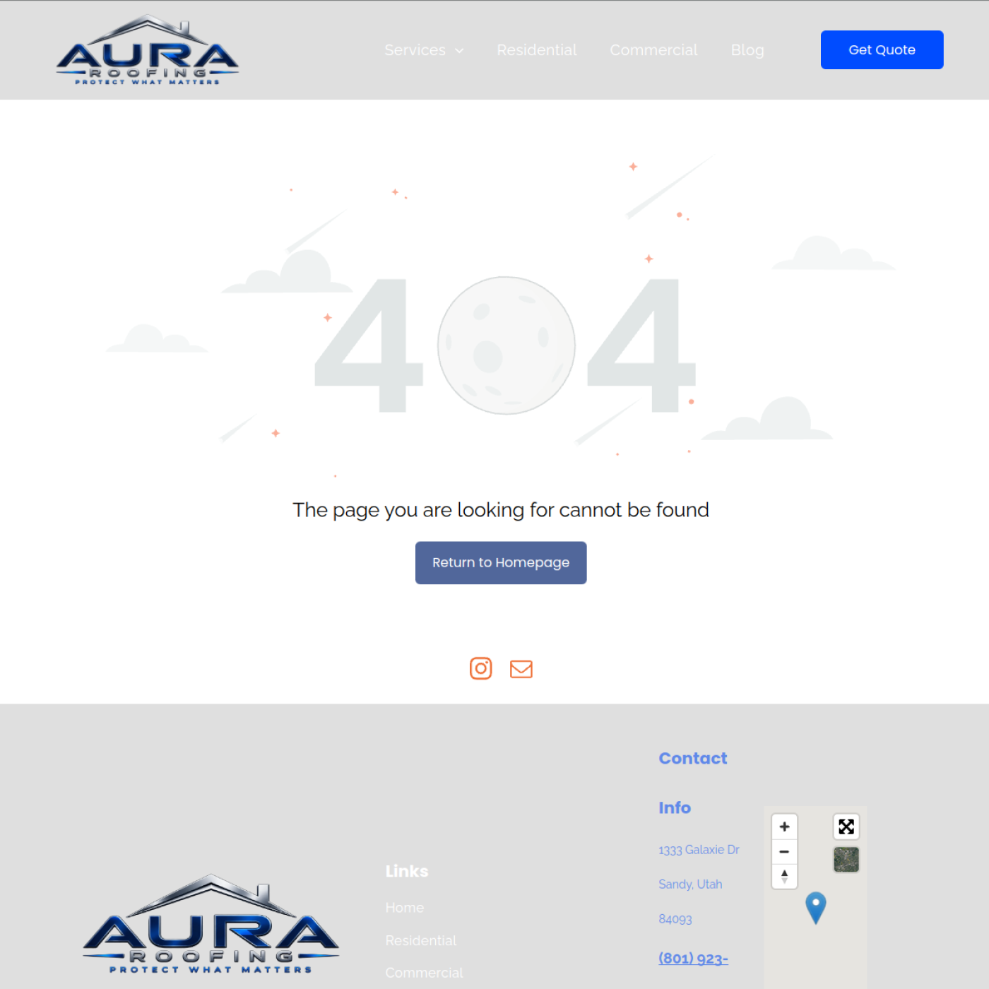 Screenshot of the Fury Roofing website
