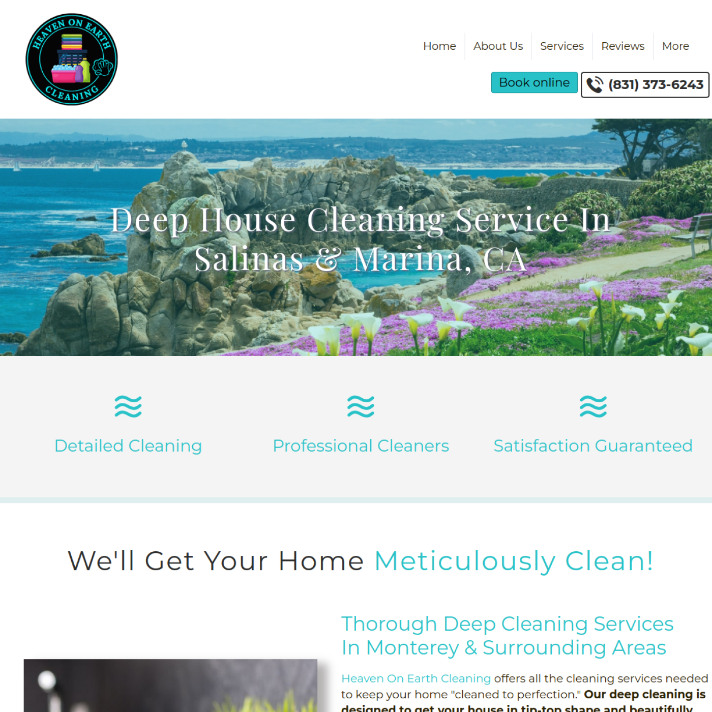 Screenshot of the Heaven On Earth Cleaning LLC website