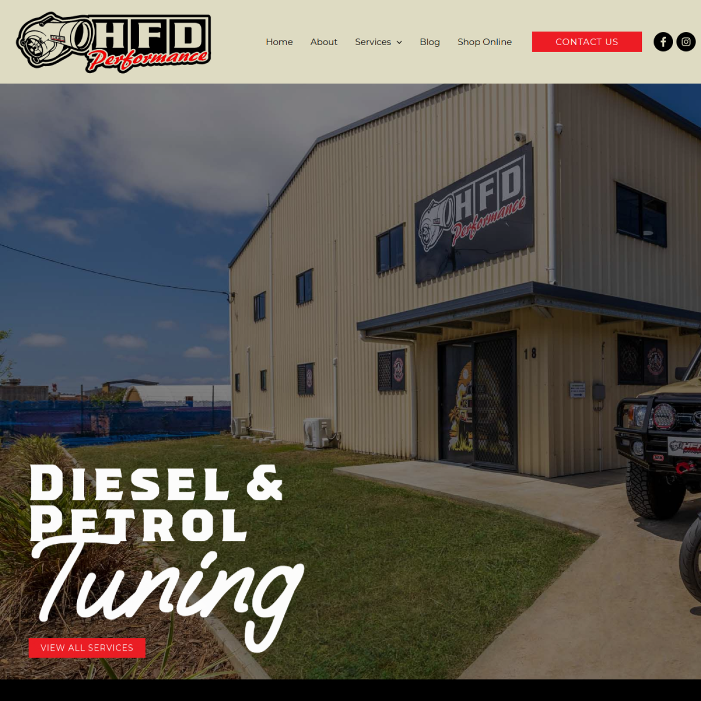 Screenshot of the HFD Performance website