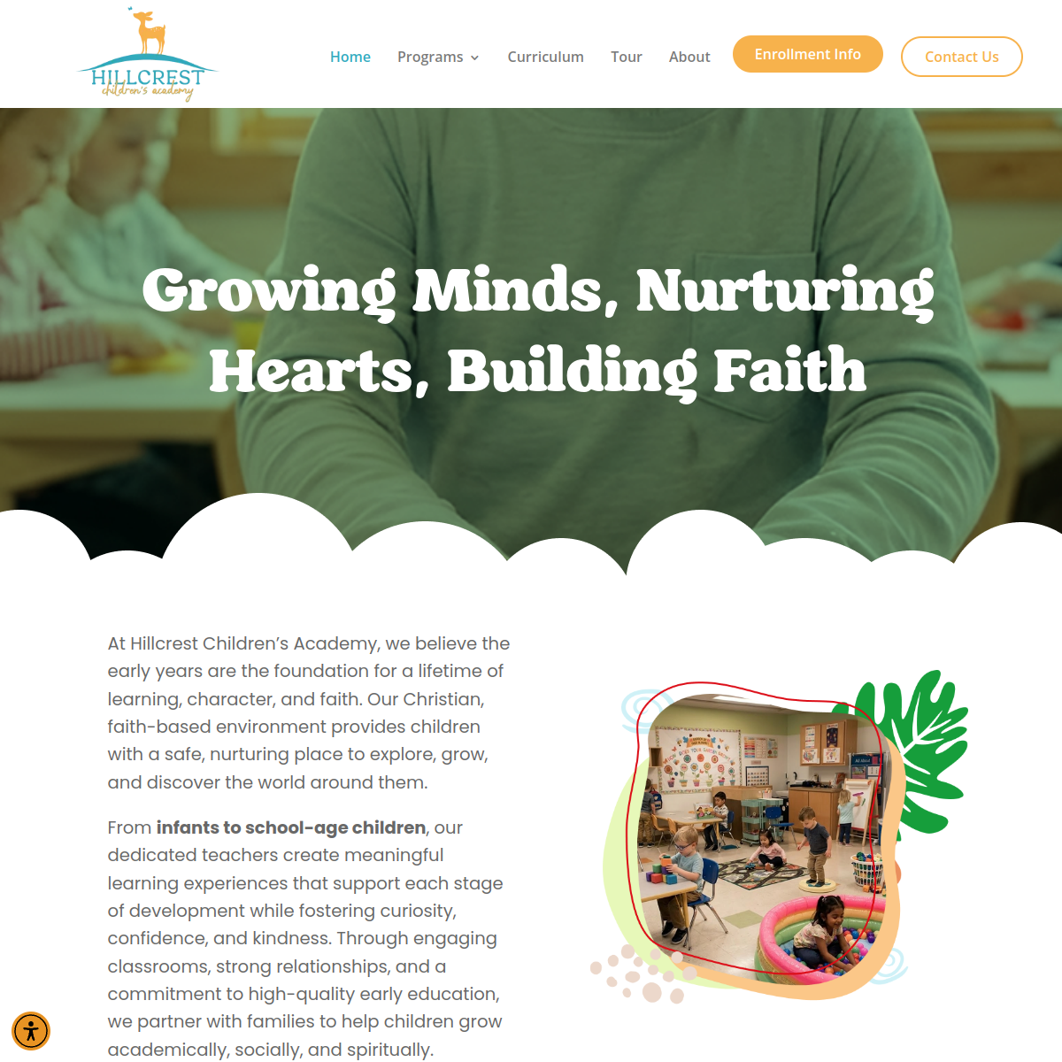 Screenshot of the Hillcrest Children's Academy website