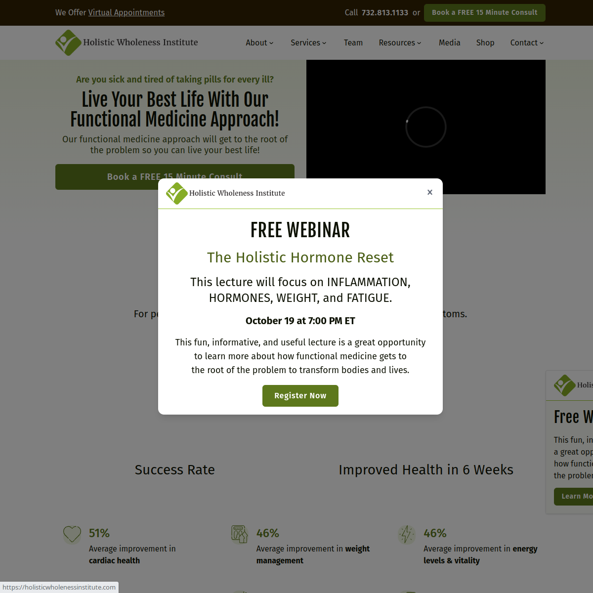 Screenshot of the Holistic Wholeness Institute website