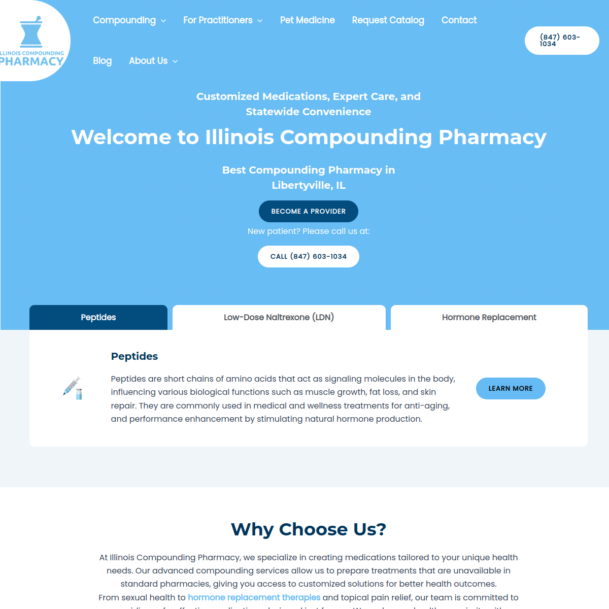 Screenshot of the illinois compounding pharmacy website