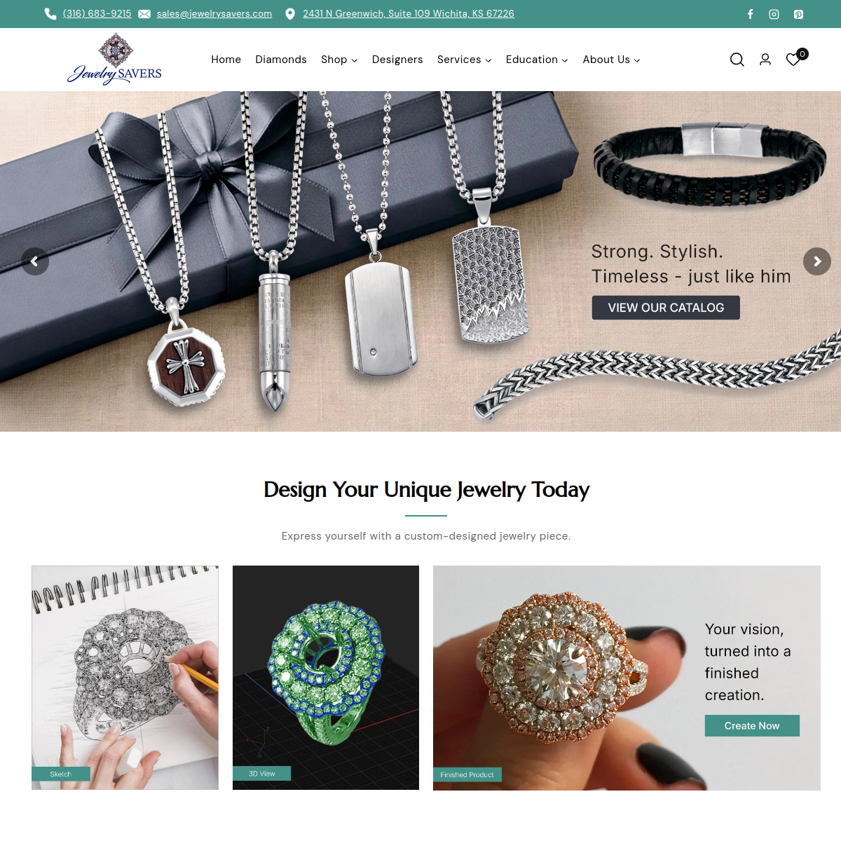 Screenshot of the Jewelry Savers website