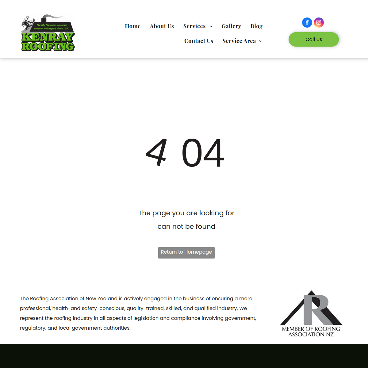 Screenshot of the Kenray Roofing Ltd website