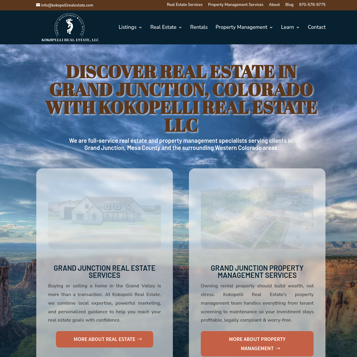 Screenshot of the Kokopelli Real Estate, LLC website