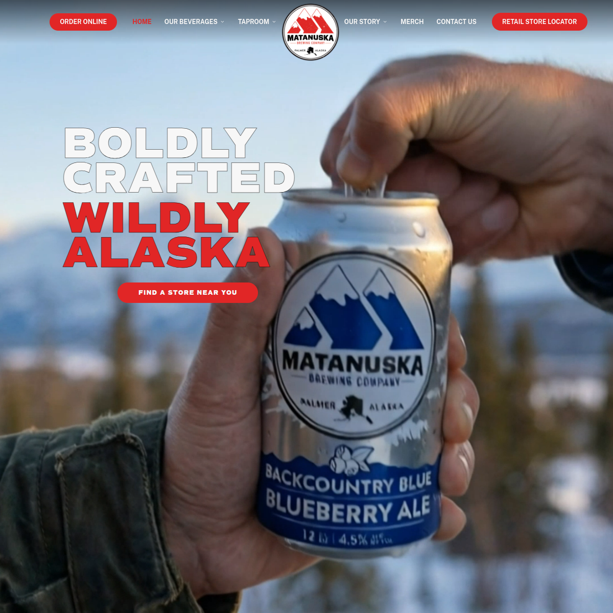Screenshot of the Matanuska Brewery and Tap Room, Palmer website
