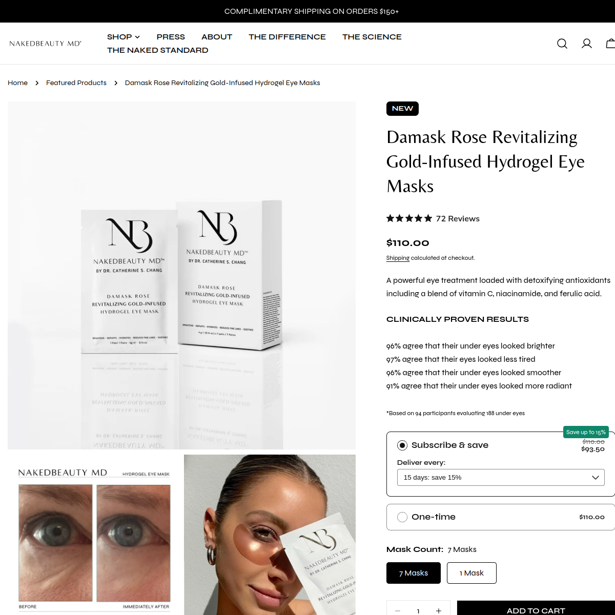 Screenshot of the NakedBeauty MD website