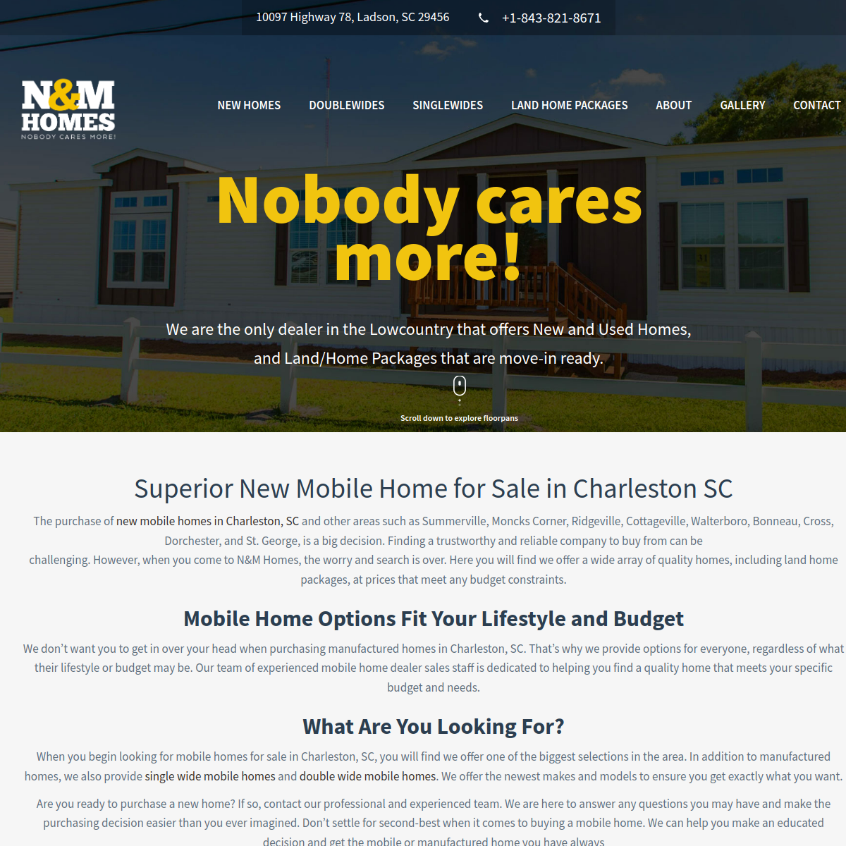 Screenshot of the N and M Homes website