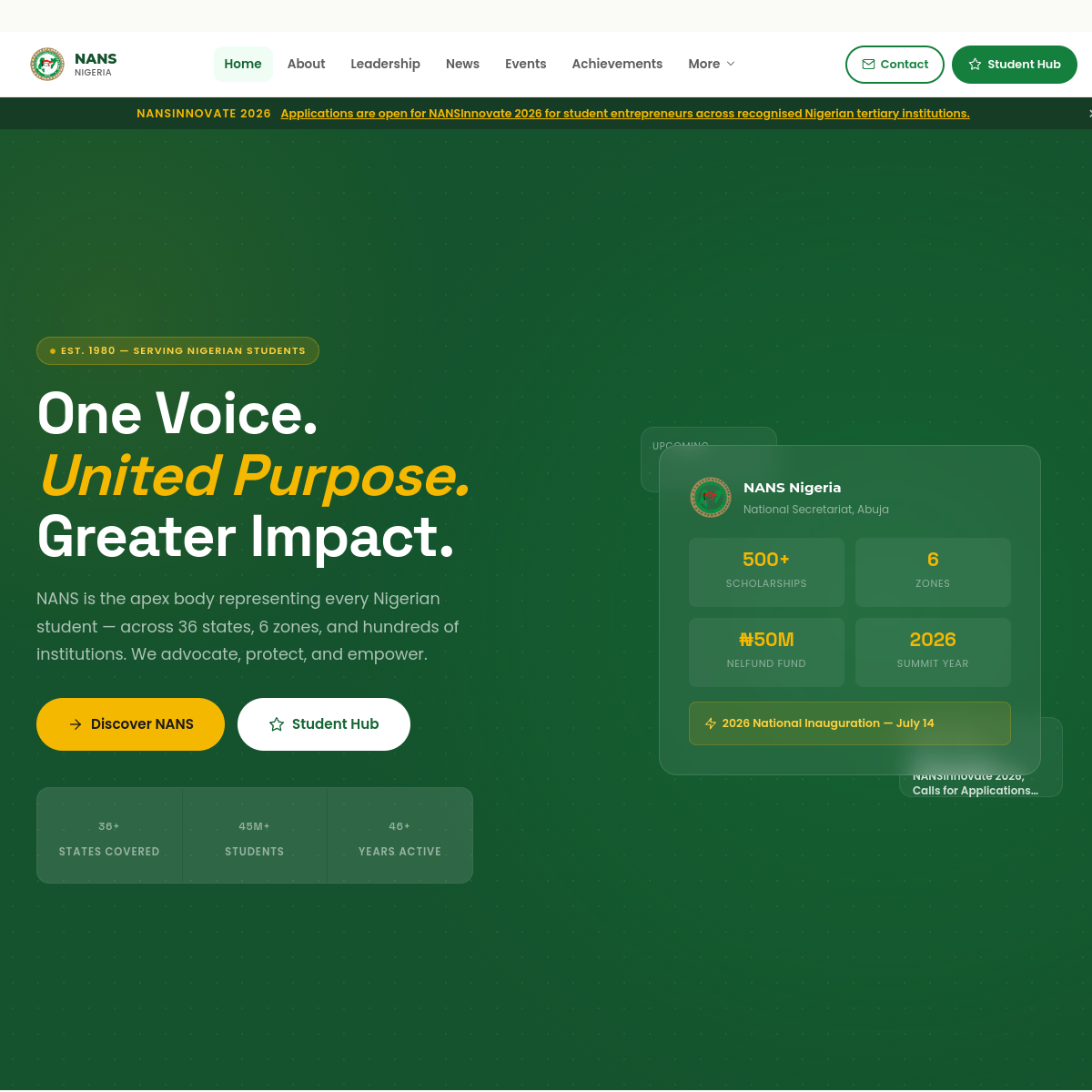 NANS National Platform live website