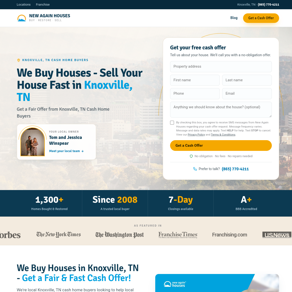 Screenshot of the New Again Houses website